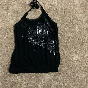 Black flowered shirt